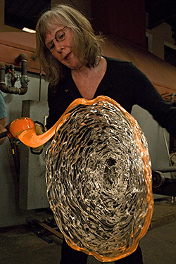 Glass Designer Molly Stone creating a Glass Nest