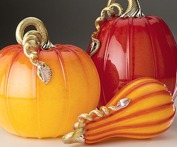 Ruby & Gold Collection of glass pumpkins and squash
